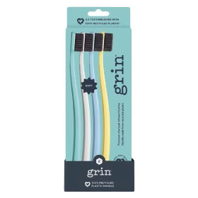 100% Recycled Toothbrush Soft 4 Pack Summer Grin