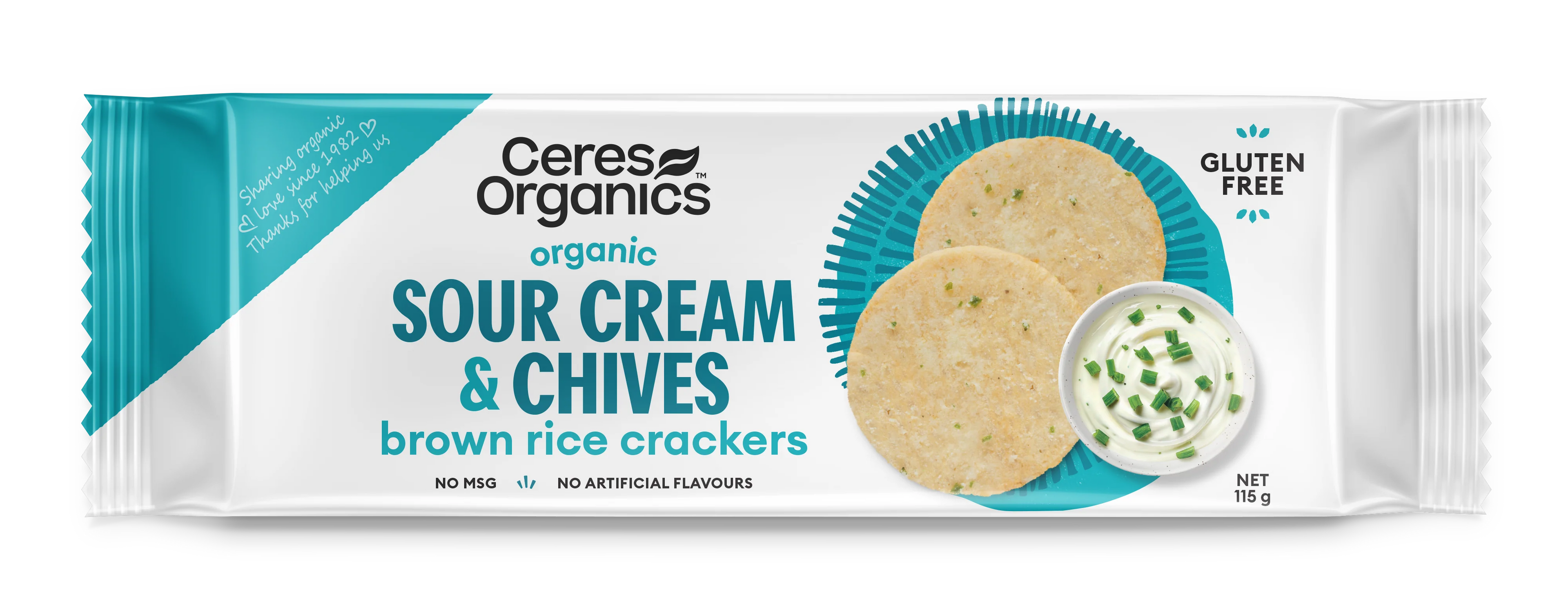 Sour Cream and Chives Brown Rice Crackers 115g Ceres Organics