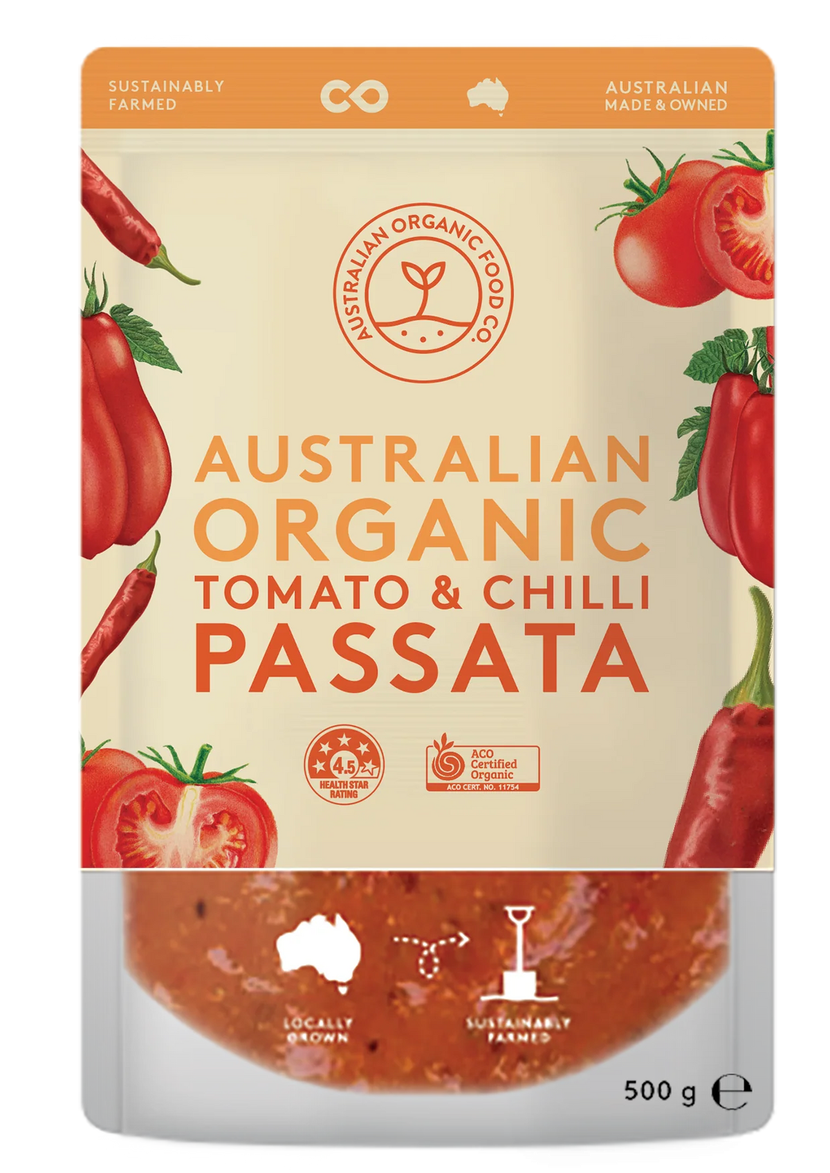 Tomato & Chilli Passata 500g Australian Organic Food Co