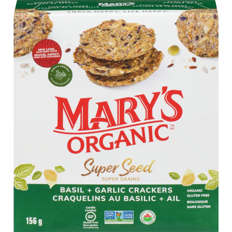 Basil & Garlic Super Seed Crackers 155g Mary's Gone Crackers
