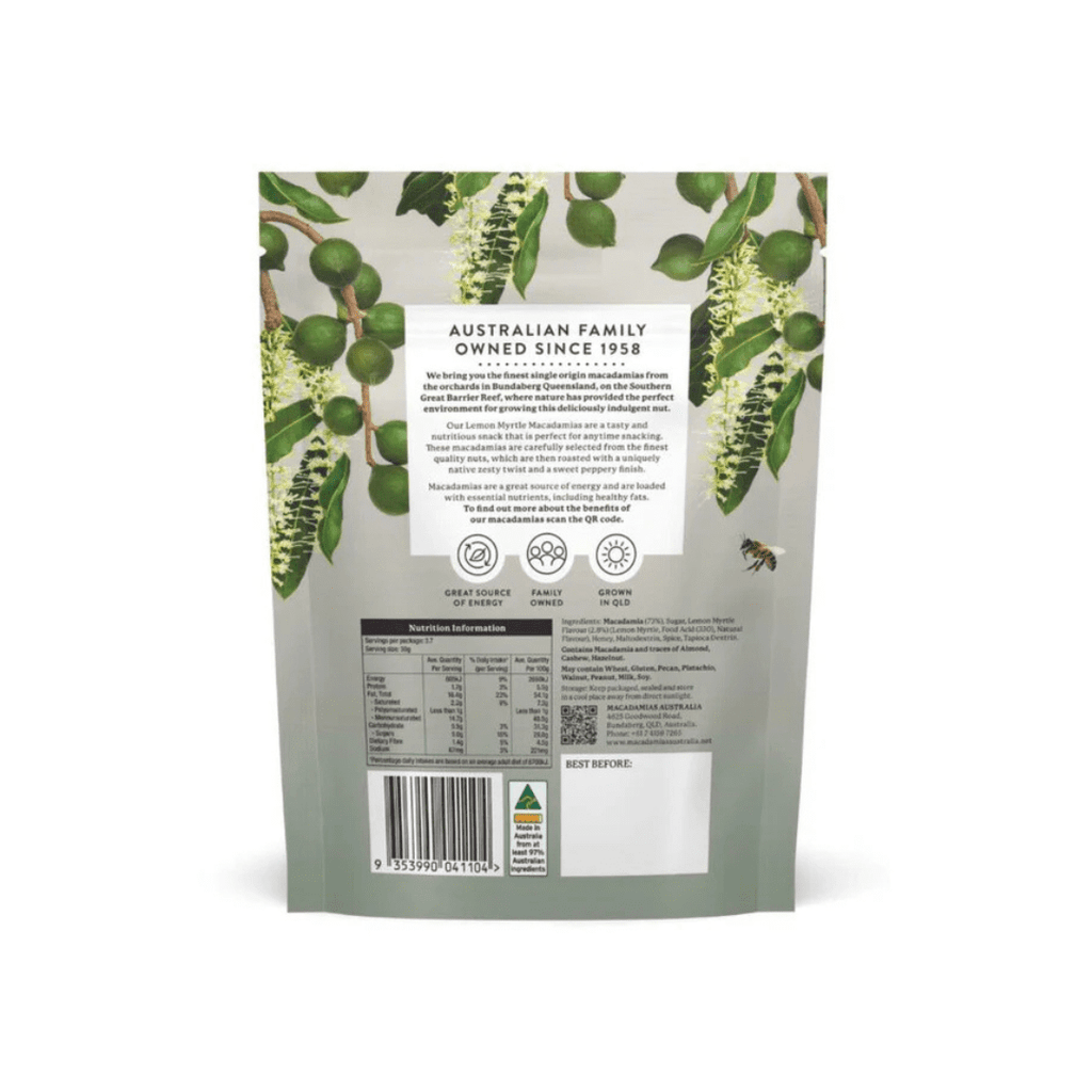 Lemon Myrtle Macadamias 110g Macadamias Australia