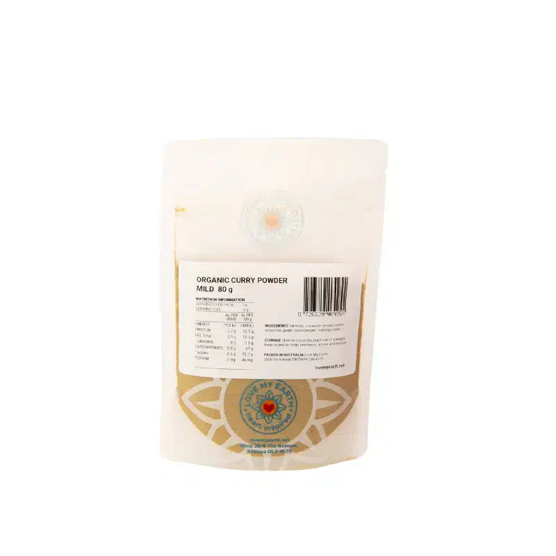 Org Mild Curry Powder Spice Blend Pouch 80g Love My Earth