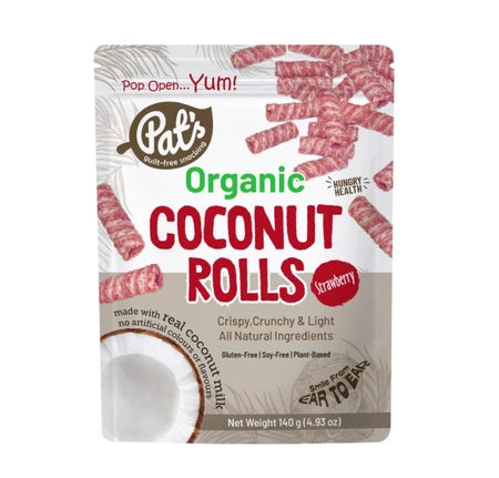 Organic Coconut Rolls Strawberry 140g Pats