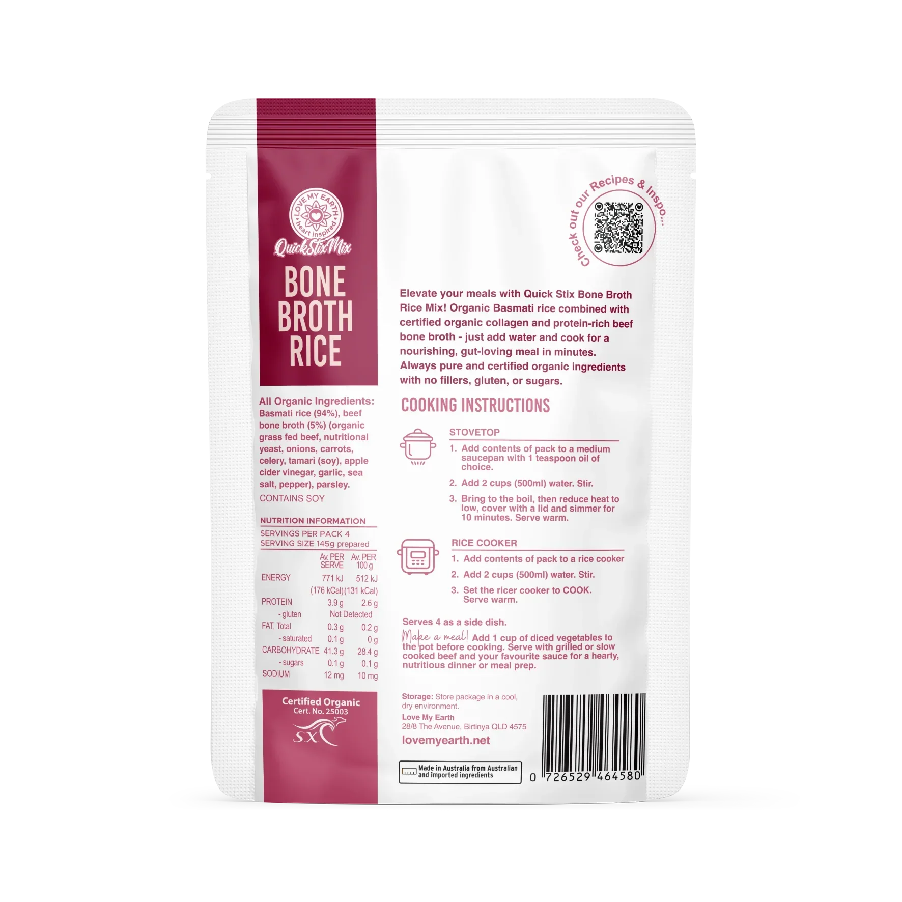 Beef Bone Broth Rice 200g Love My Earth