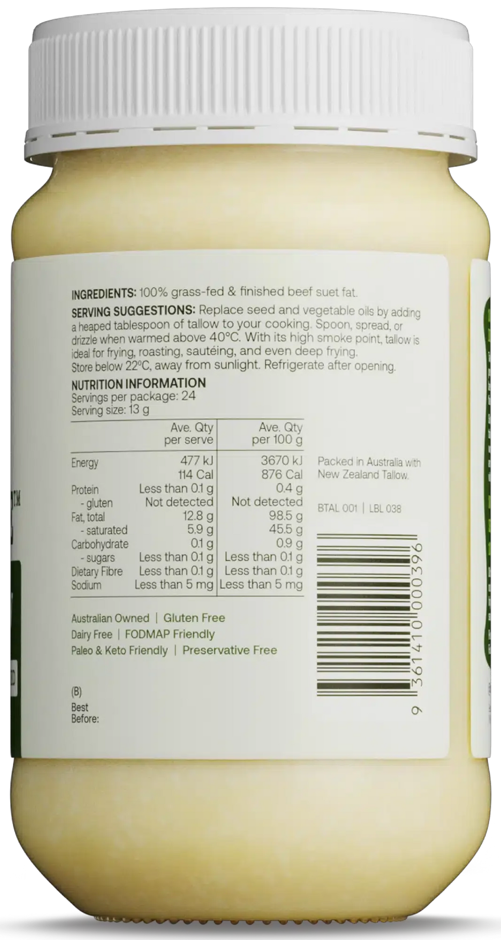 Beef Tallow 320g Best Of The Bone