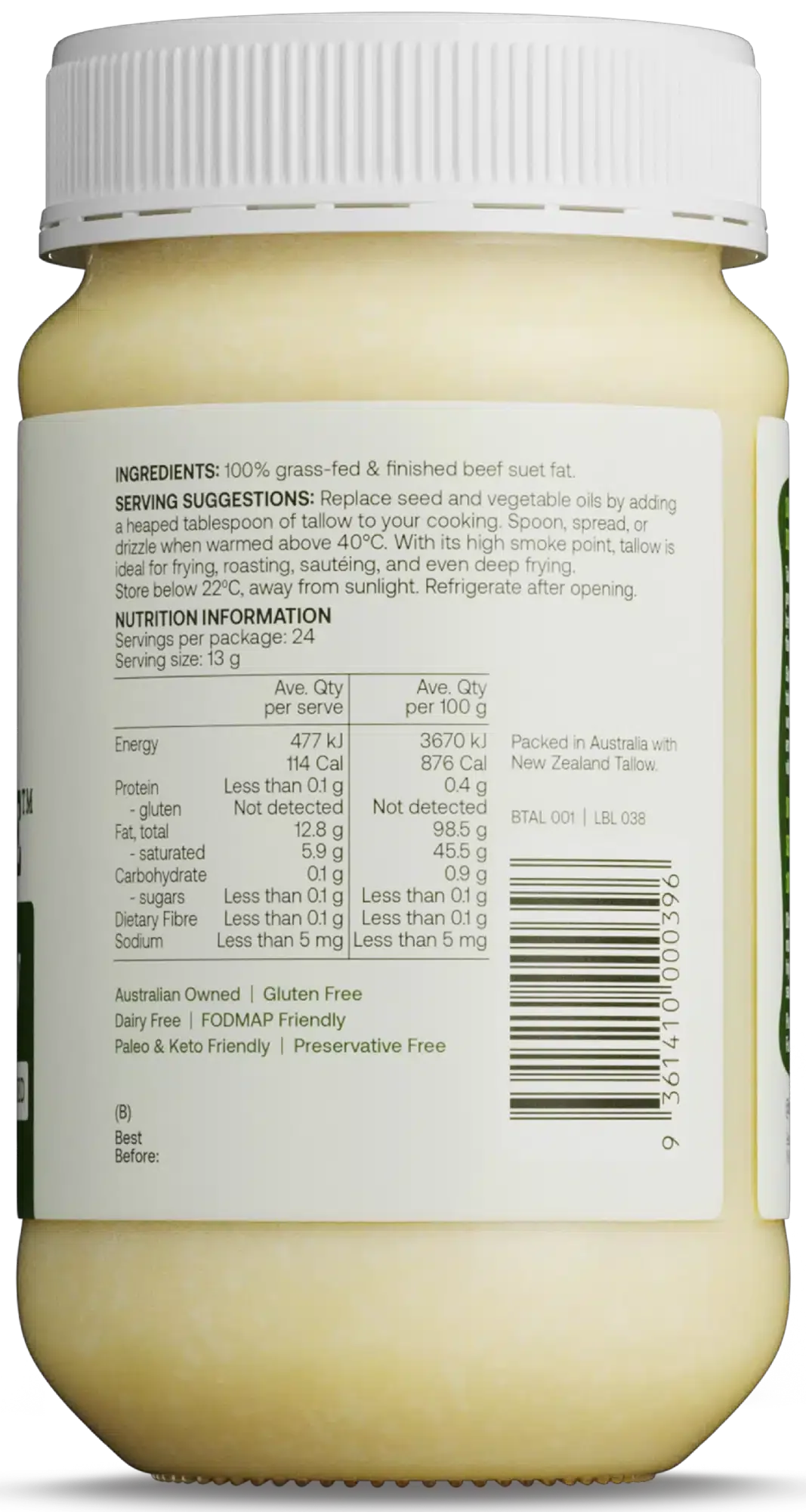 Beef Tallow 320g Best Of The Bone