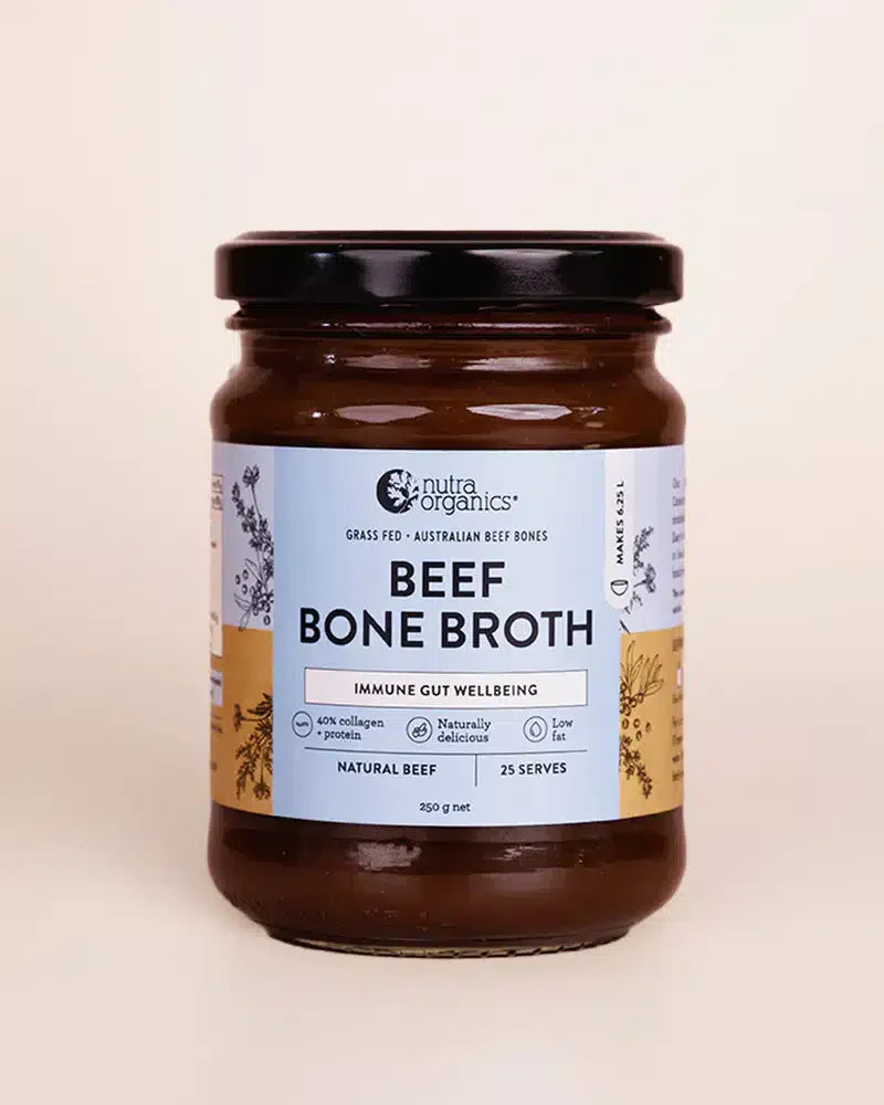 Beef Bone Broth Lemon Ginger & Apple Cider Vinegar 390g Nutra Organics