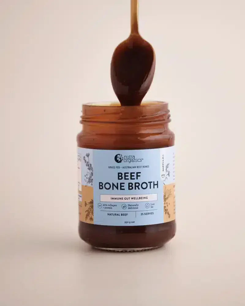Beef Bone Broth Lemon Ginger & Apple Cider Vinegar 390g Nutra Organics