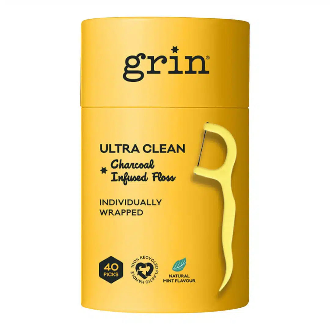 Charcoal Infused Ultra Clean Floss Picks x40 Grin