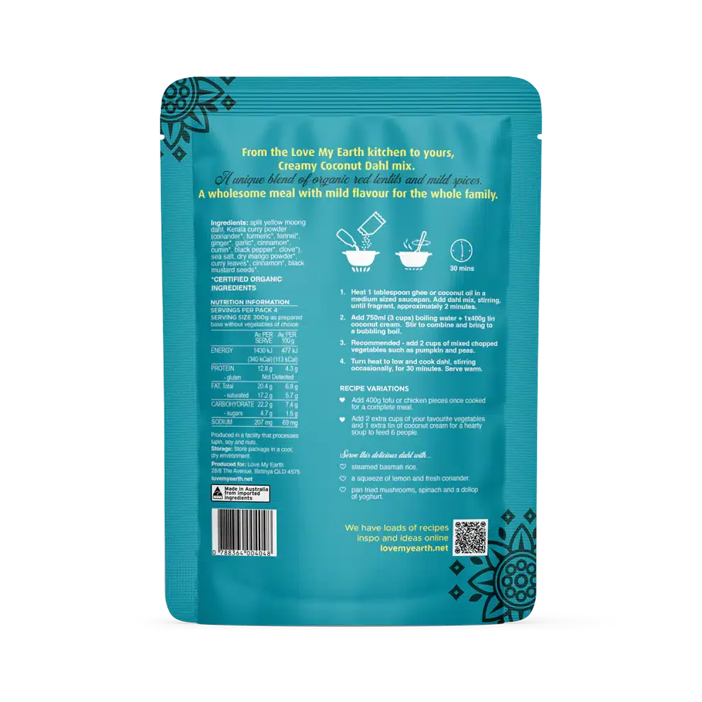Creamy Coconut Dahl Mix 200g Love My Earth