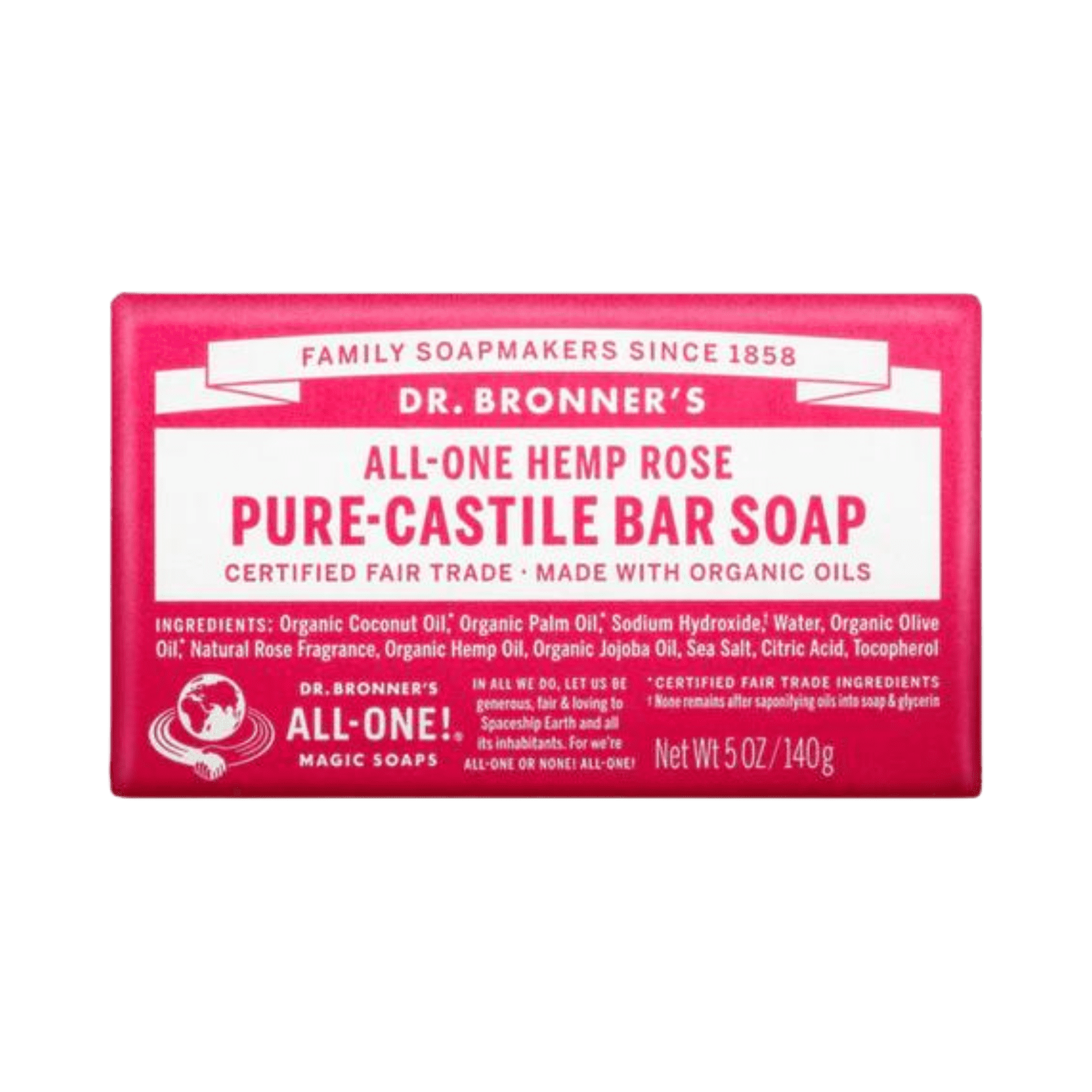 Rose Soap Bar 140g Dr Bronners