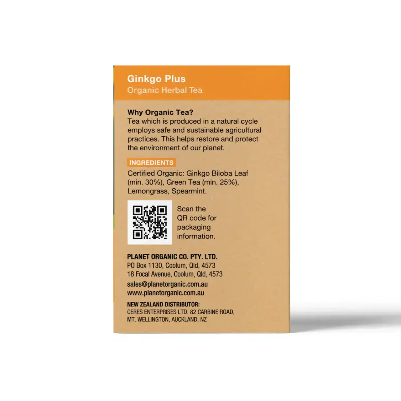 Ginkgo Plus Tea 25bags Planet Organic