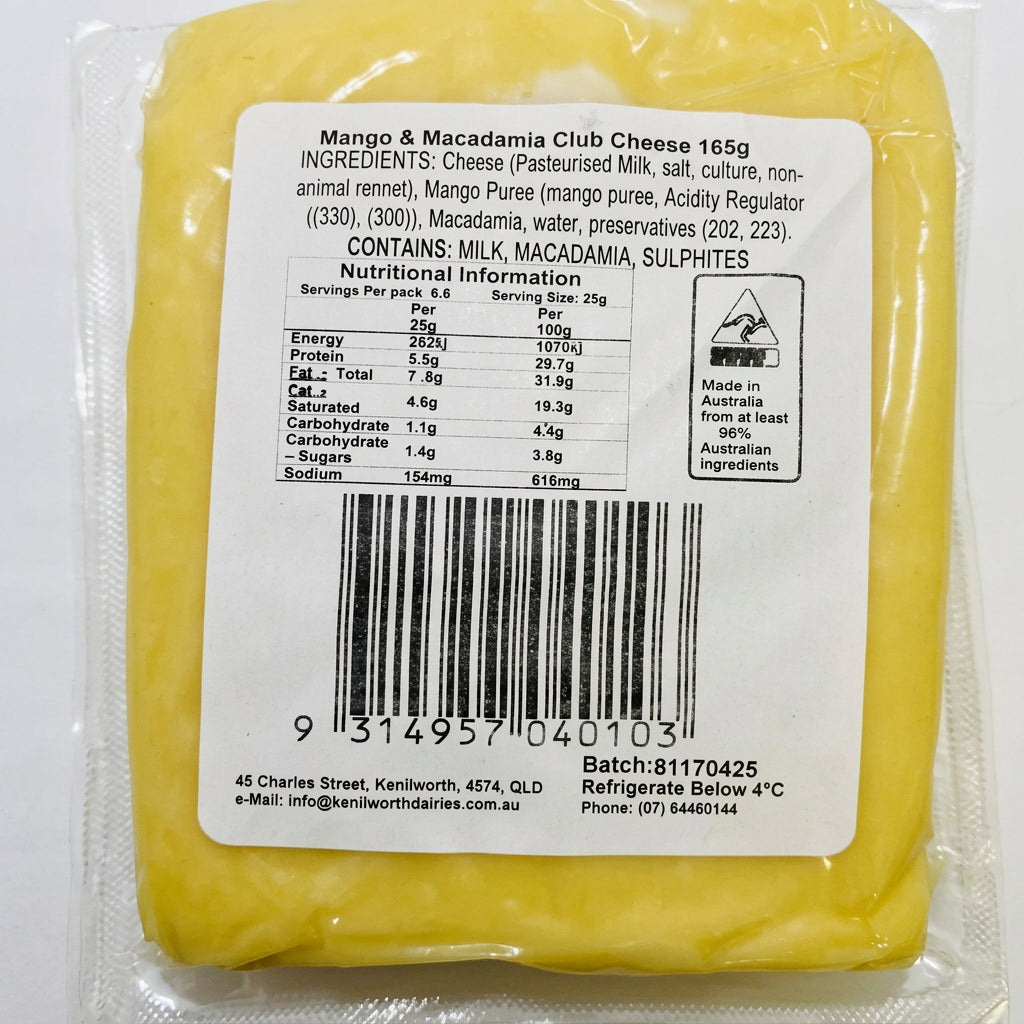 Mango & Macca Cheddar 165g Kenilworth dairies