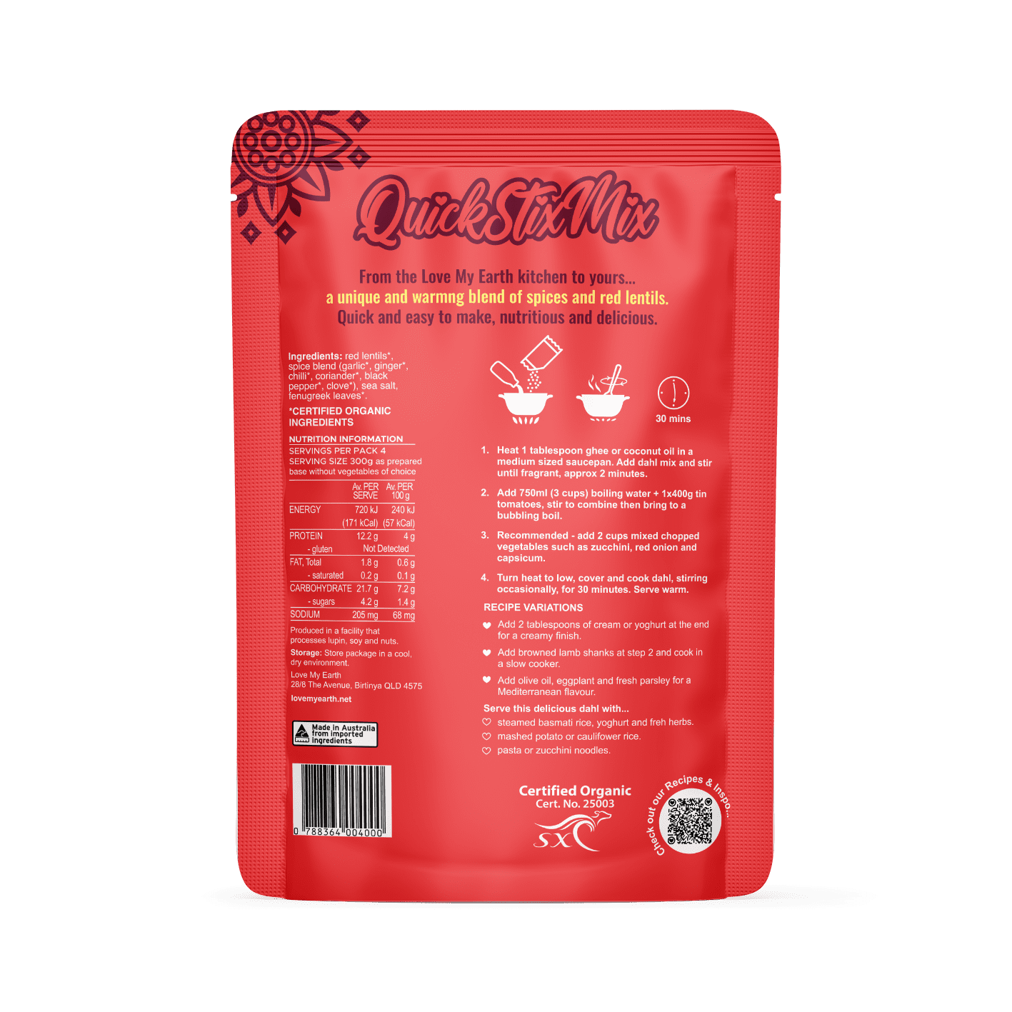 Bombay Tomato Dahl 200g Mix Love My Earth