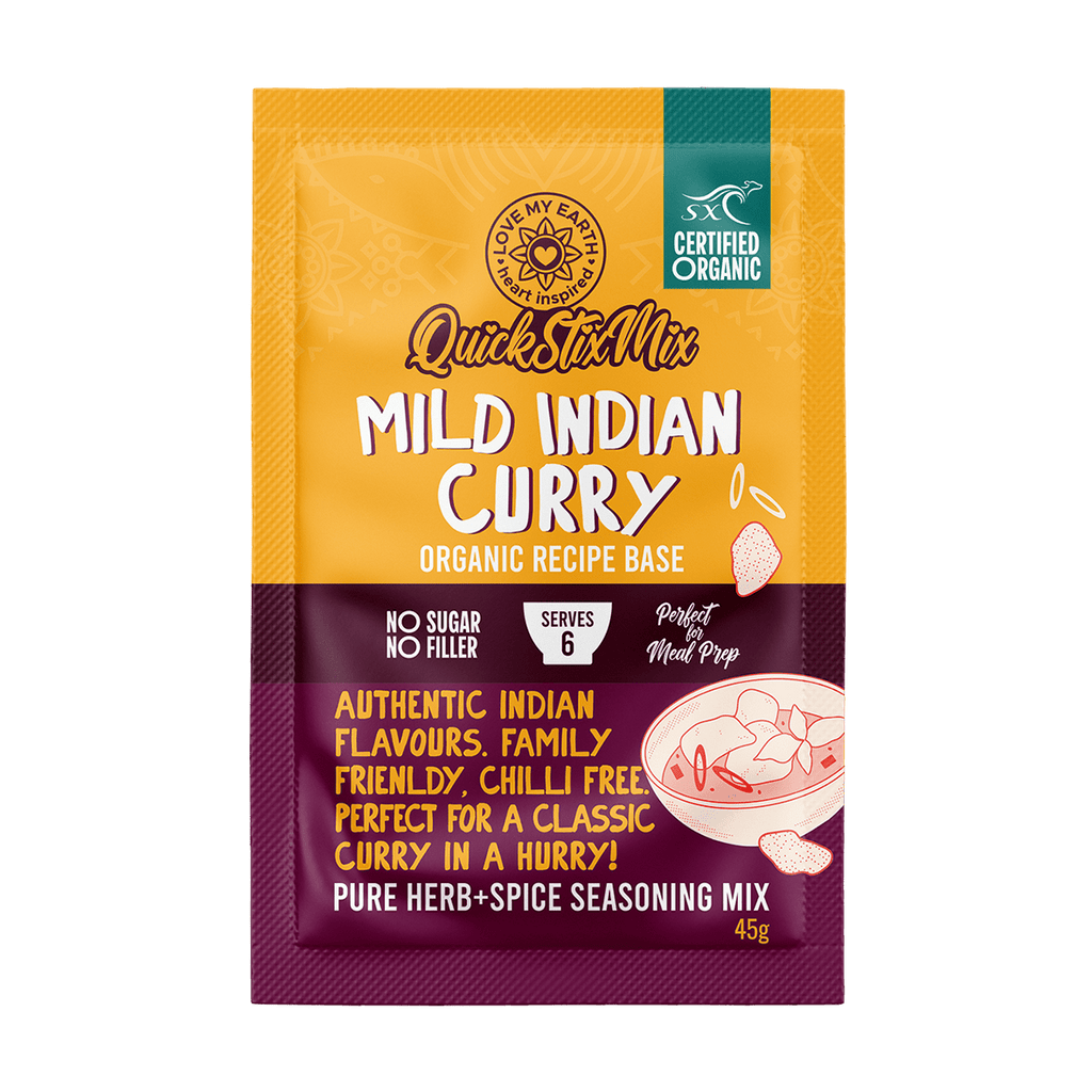 Quick Stix Mix Organic Mild Indian Curry Recipe Base 45g Love My Earth