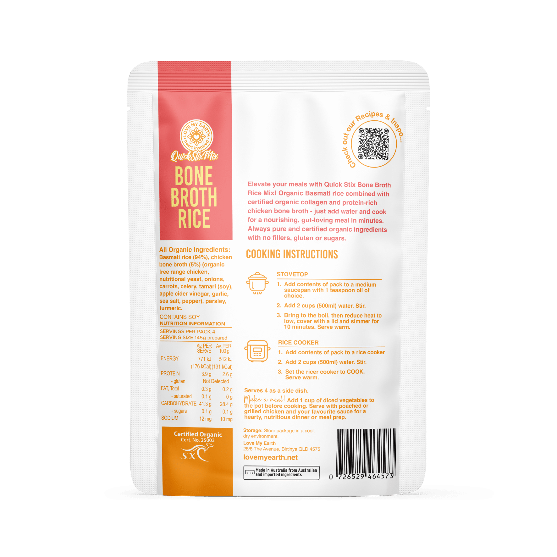 Chicken Bone Broth Rice 200g Love My Earth
