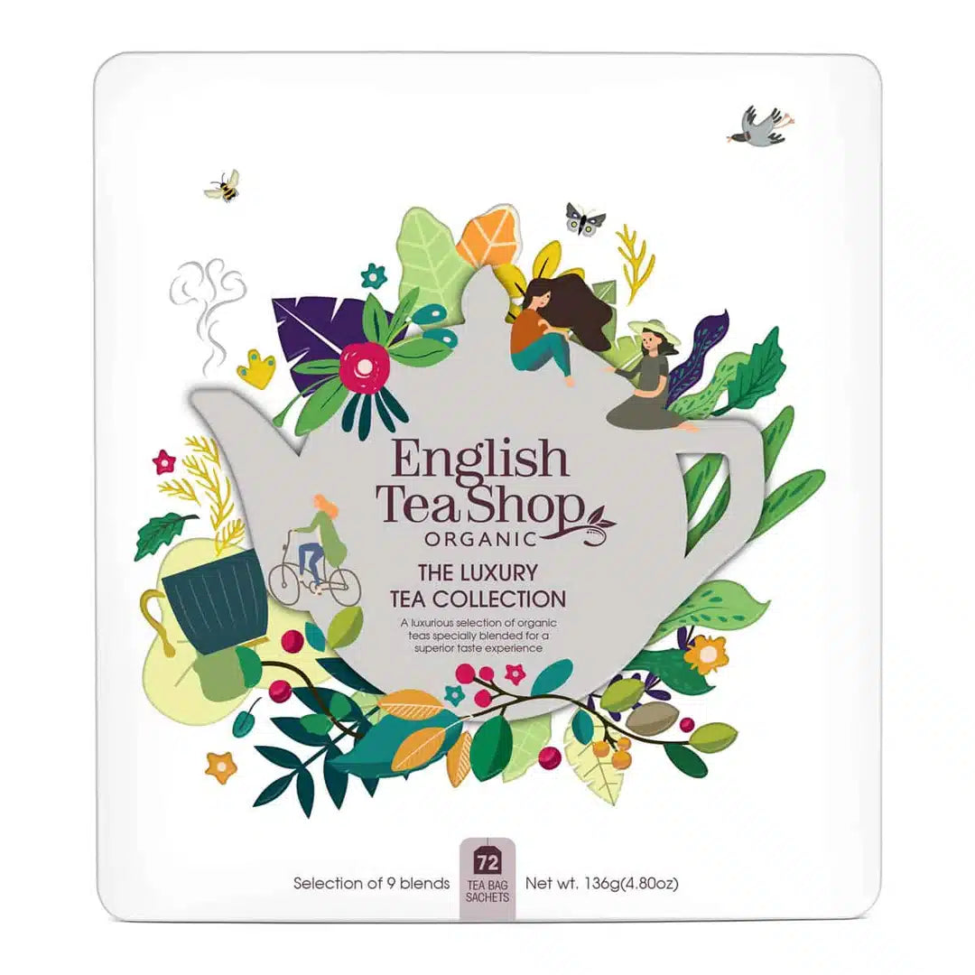 Luxury Tea Collection 72 Tea Bags 142g White Tin English Tea Shop