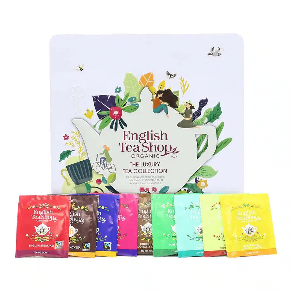Luxury Tea Collection 72 Tea Bags 142g White Tin English Tea Shop