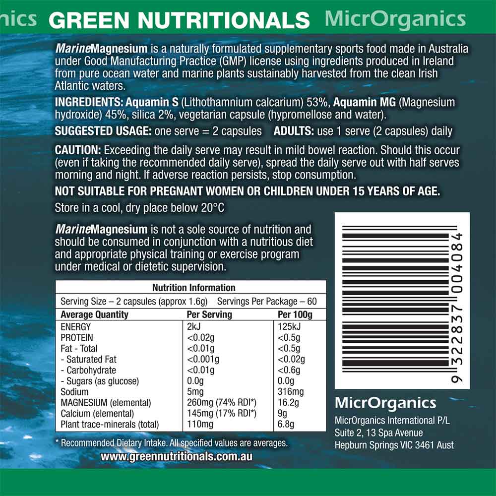 Marine Magnesium Vegan Capsules x120 Green Nutritionals