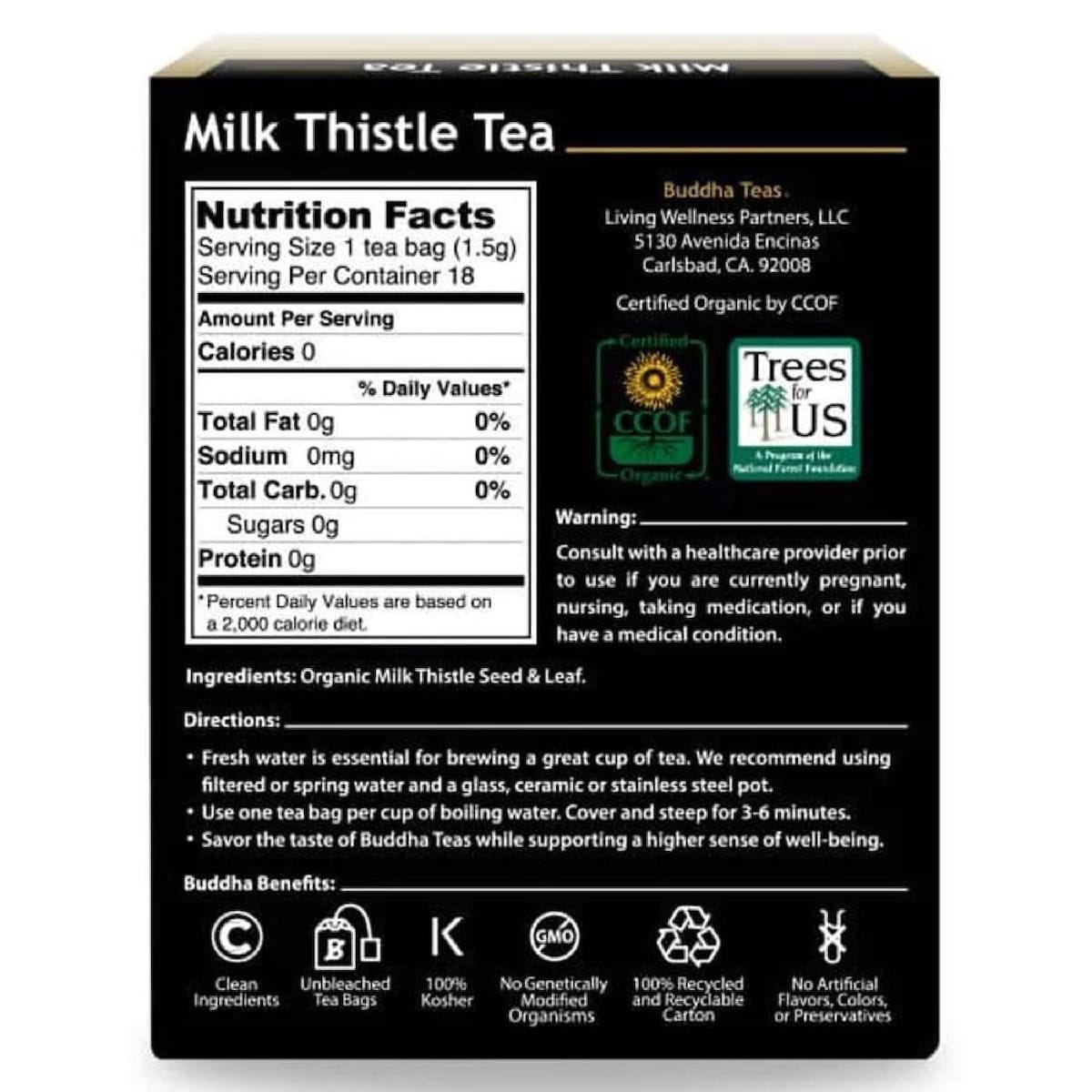 Milk Thistle Tea 18 tea bags Buddha Tea