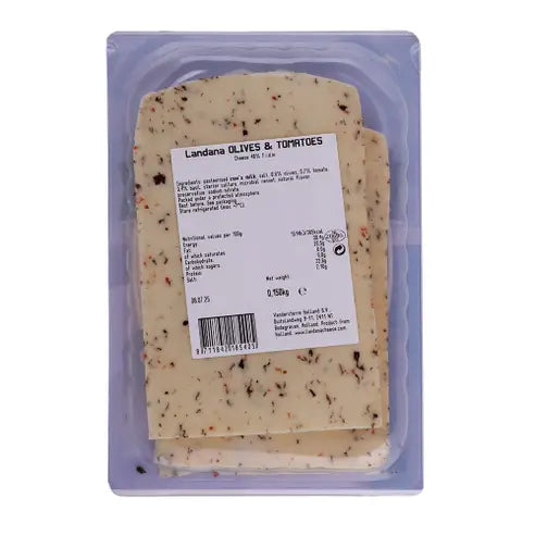 Olive & Tomato Cheese Slices 150g Landana