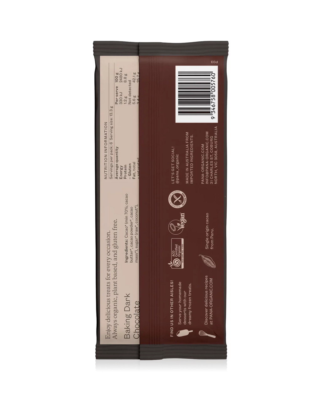 Dark Baking Chocolate 80g Pana Chocolate