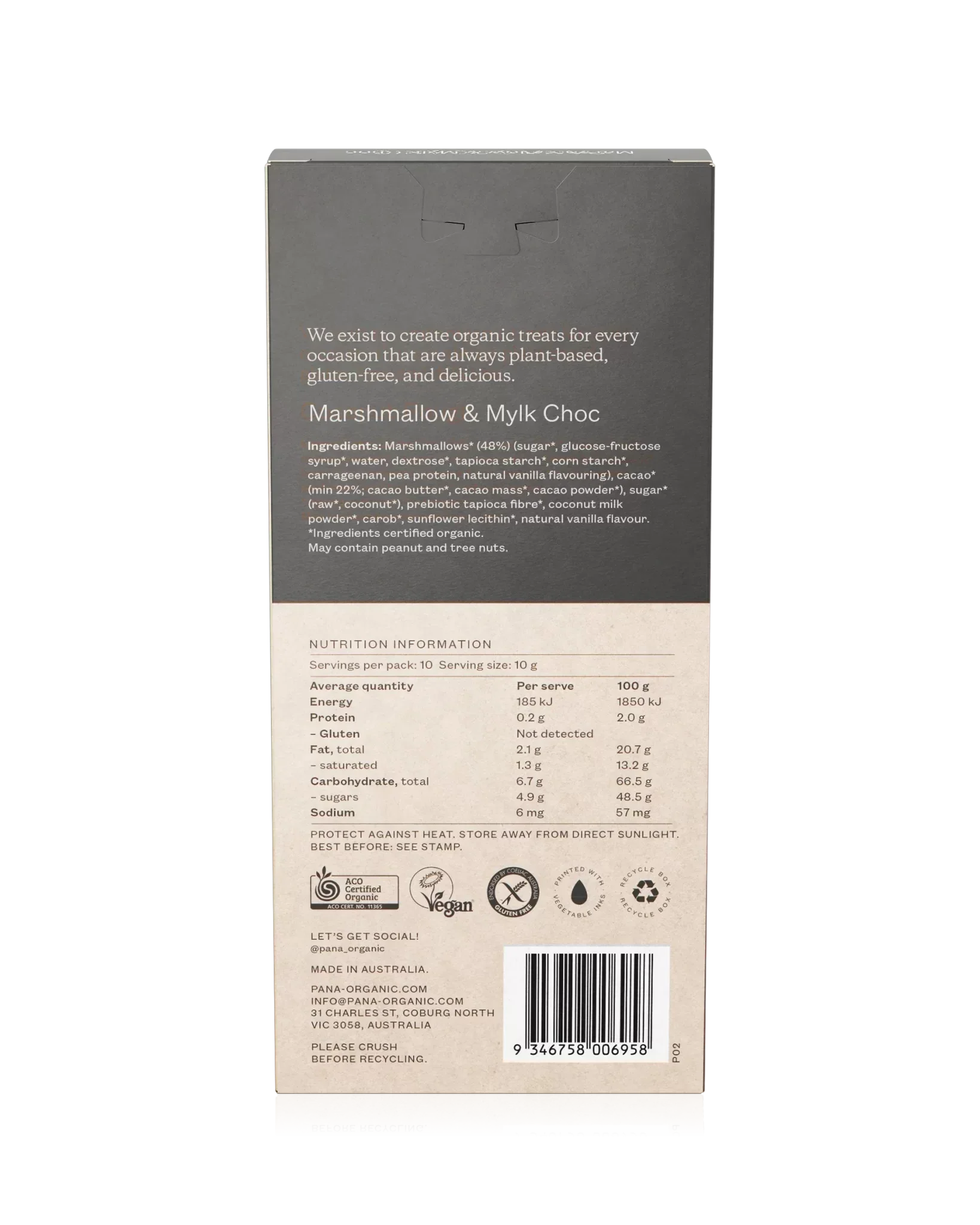Mylk Choc Marshmallow 100g Pana Organic
