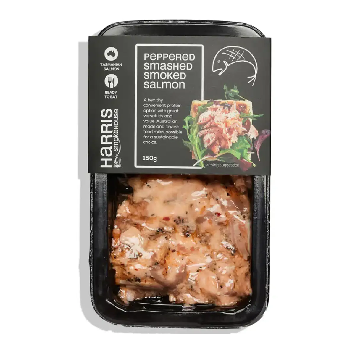 Peppered Smashed Smoked Salmon 150g Harris Smokehouse