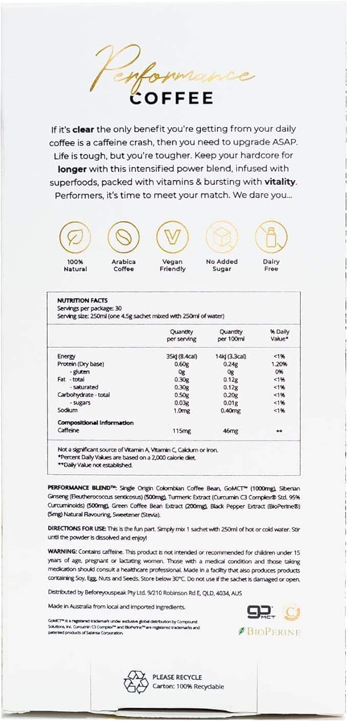 Performance Coffee Assorted 30 Pack 4.5g Before You Speak