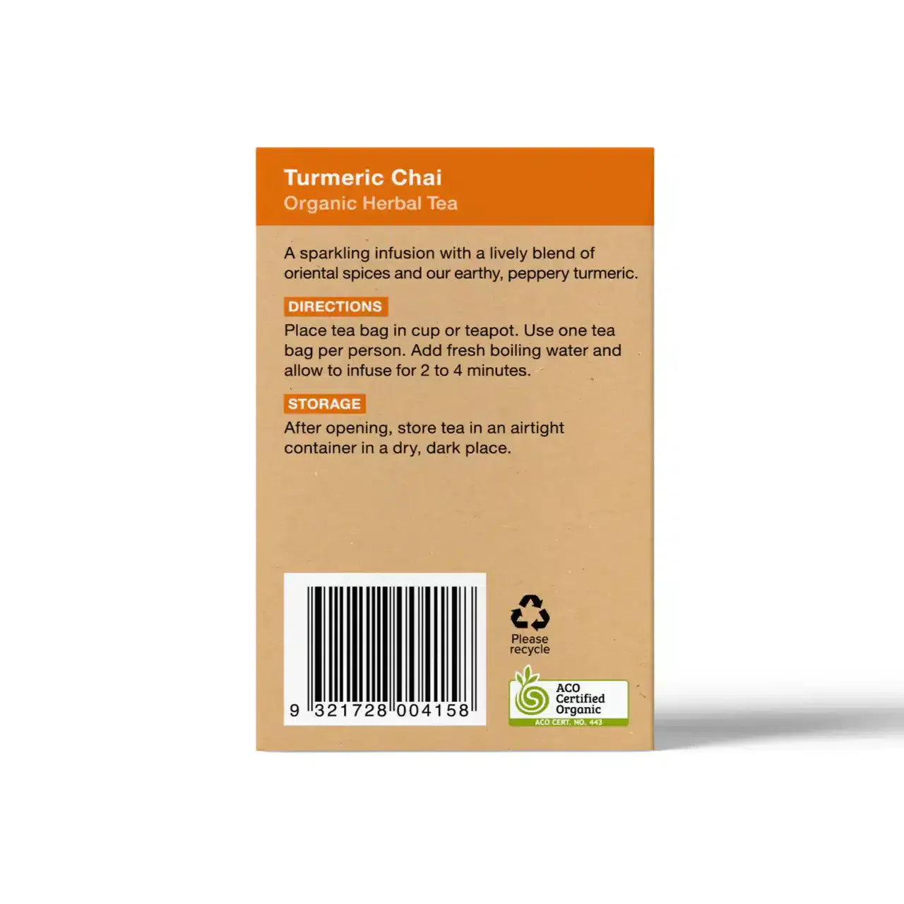 Turmeric Chai 25 Tea Bags 30g Planet Organic