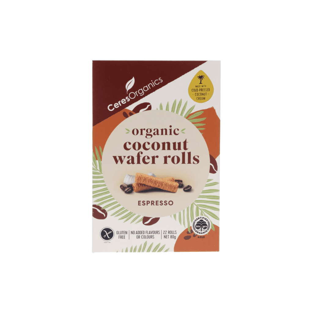 Coconut Wafer Rolls Espresso 80g Ceres Organics
