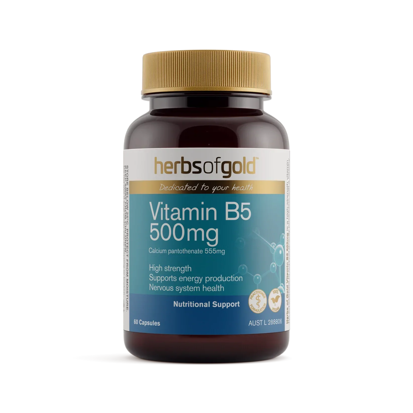 Vitamin B5 500mg 60caps Herbs of Gold