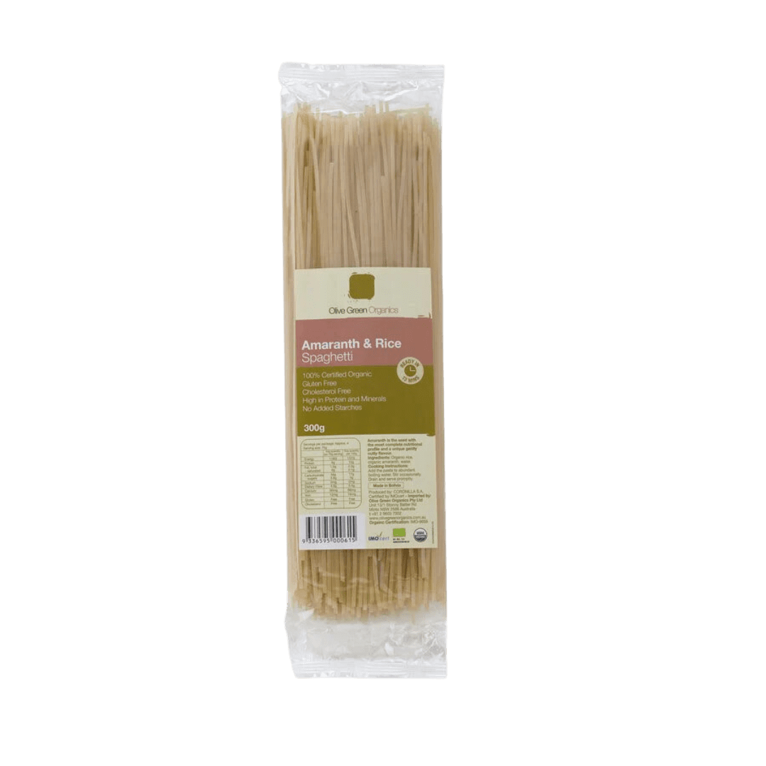Amaranth & Rice Spaghetti 300g Olive Green Organics