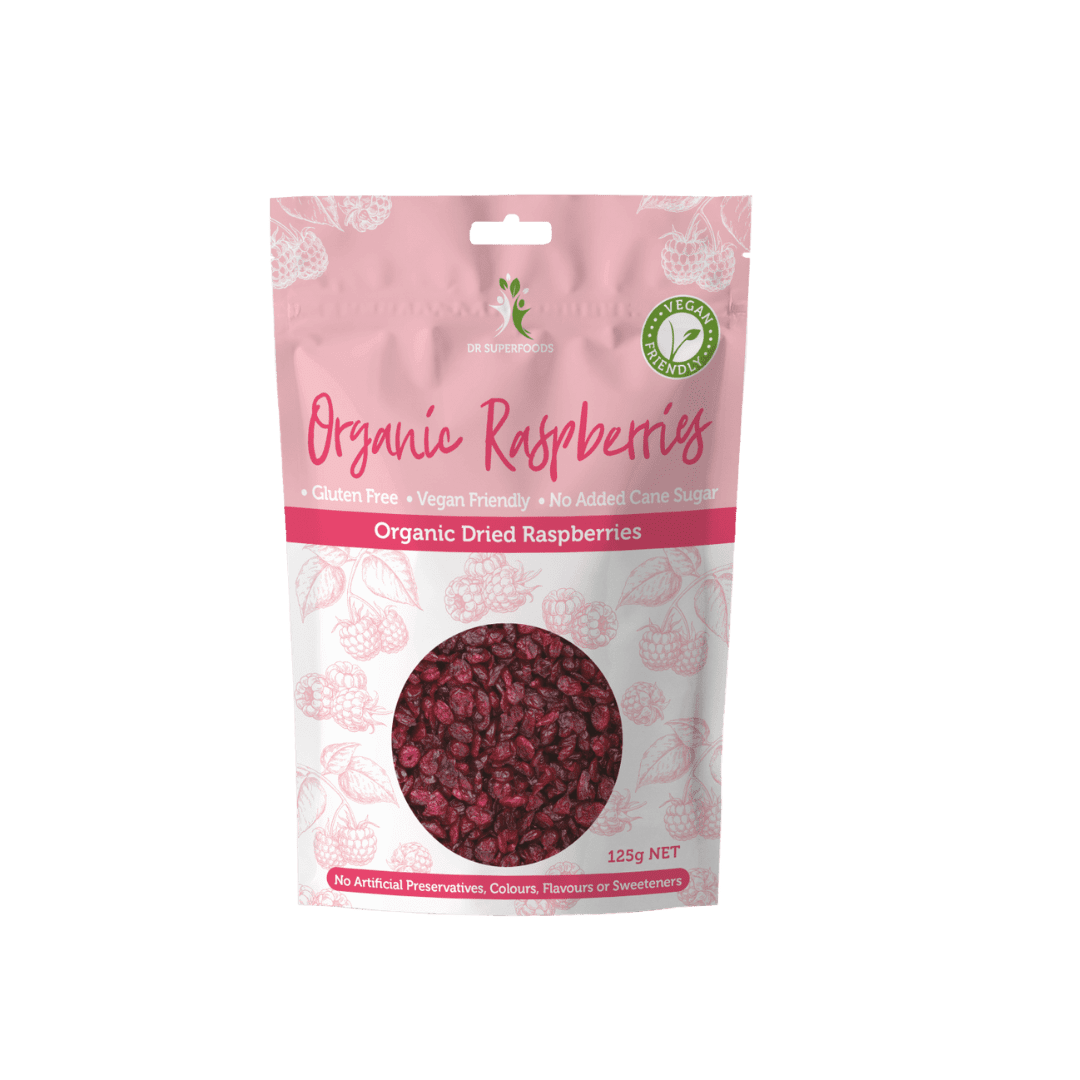 Organic Dried Raspberries 125g Dr Superfoods