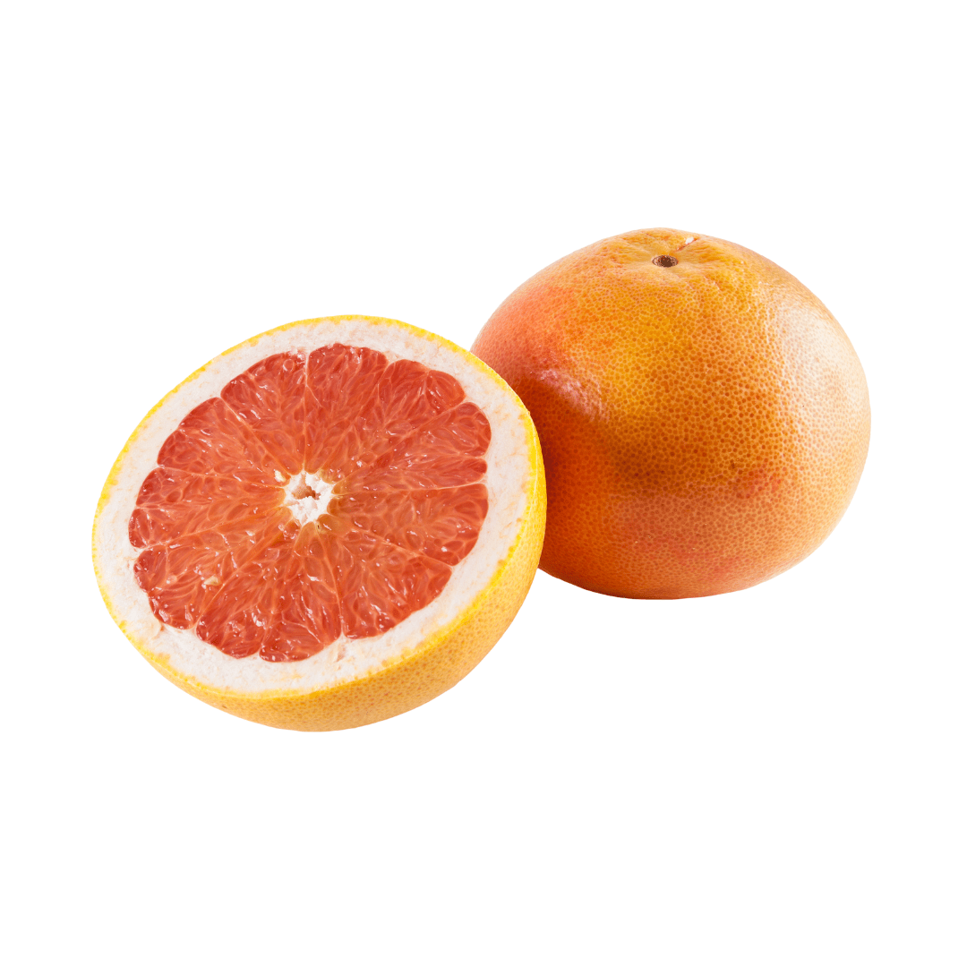 Grapefruit cut in half on a white background