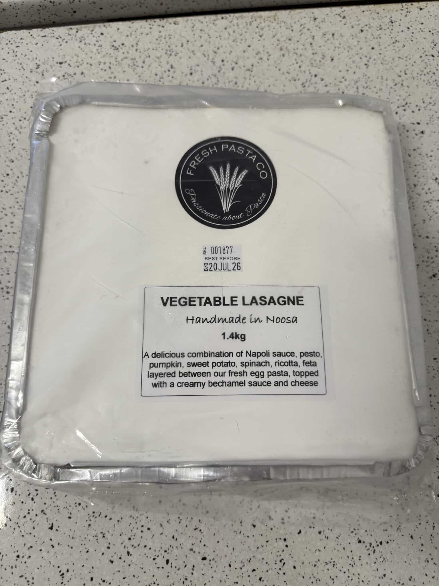 Vegetable Lasagne 1.4kg Fresh Pasta Co