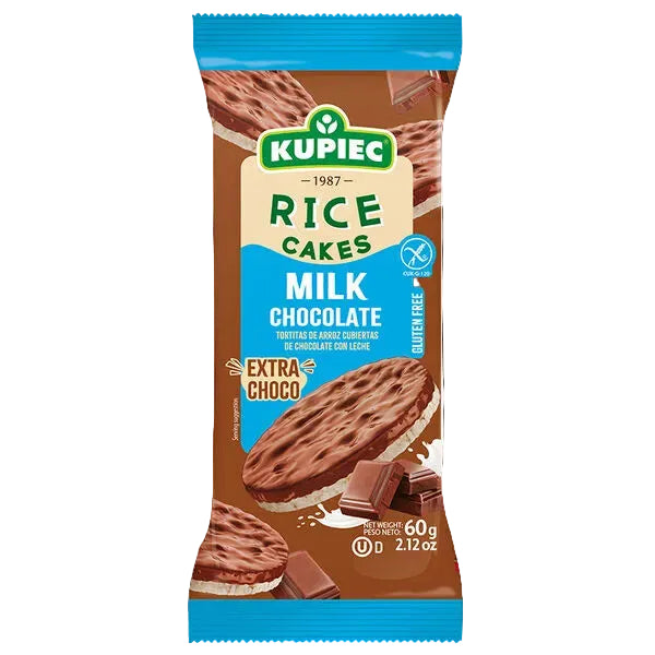 Kupiec Rice Cakes Milk Chocolate package on a white background