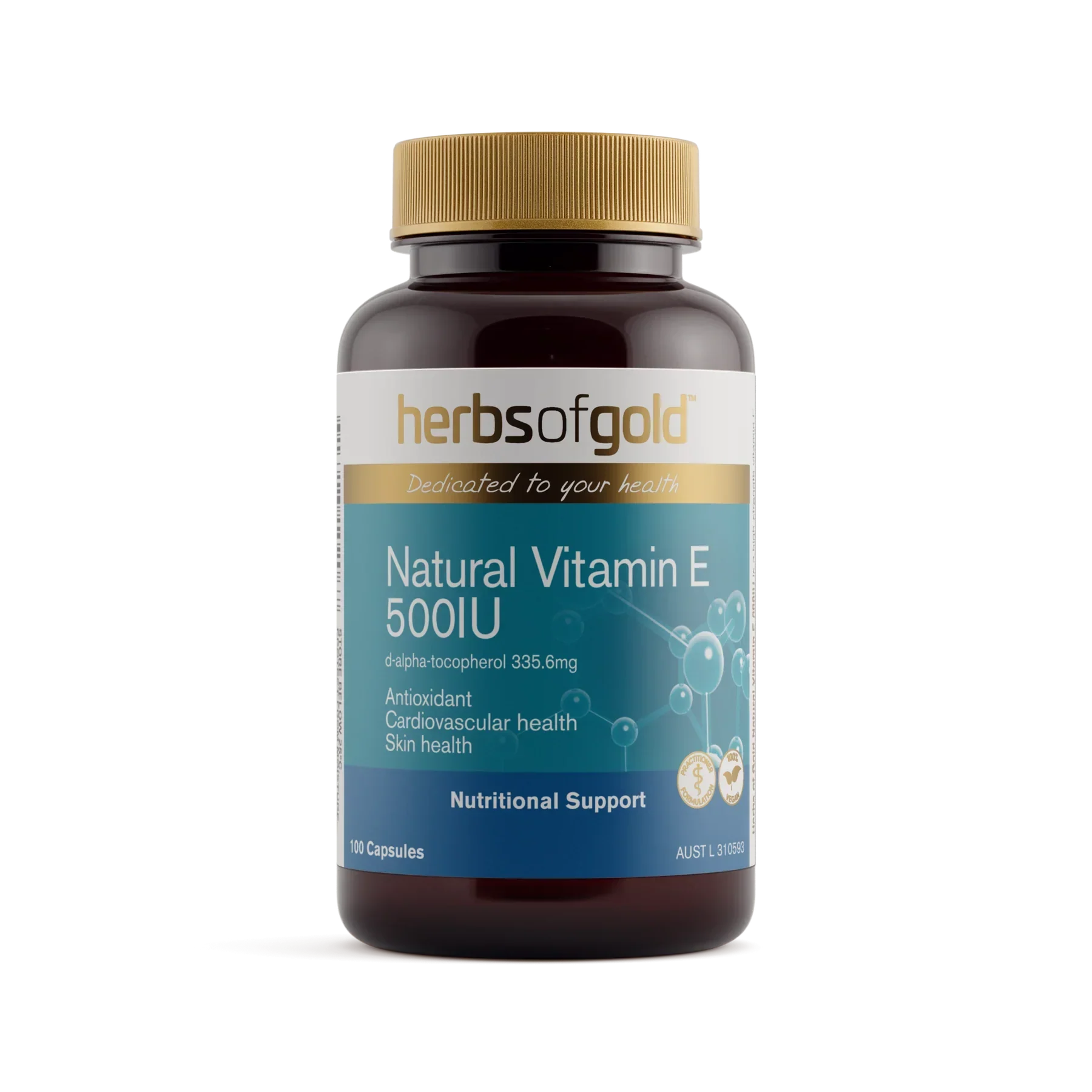 Natural Vit E 500IU 50c Herbs Of Gold