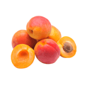 Stack of apricots on a white background