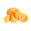 Whole and sliced mandarin oranges on a white background