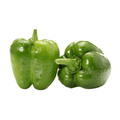 Two green capsicum on a white background