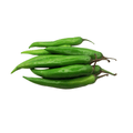 Green chili peppers on a white background