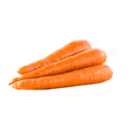 Three carrots stacked on a white background