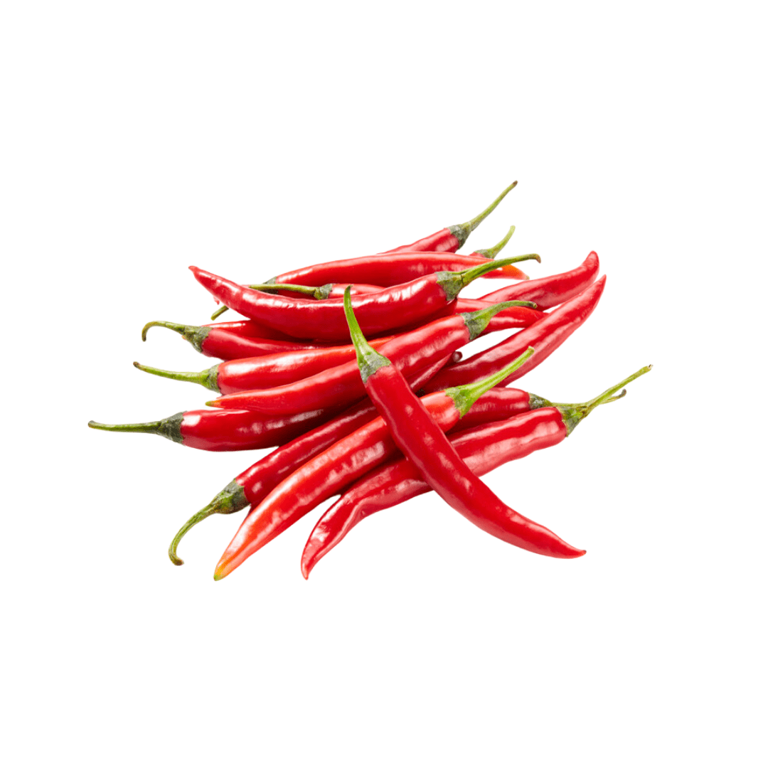Red chili peppers on a white background