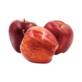 Three red apples on a white background