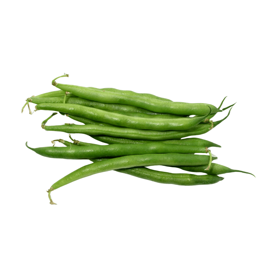 Green beans on a white background