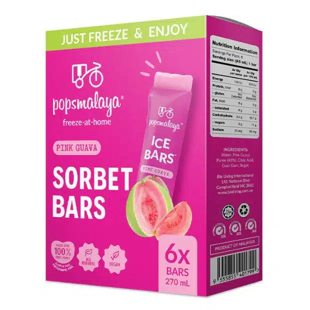 Sorbet Bars x6 Pink Guava 270ml Freeze-At-Home Pops Malaya