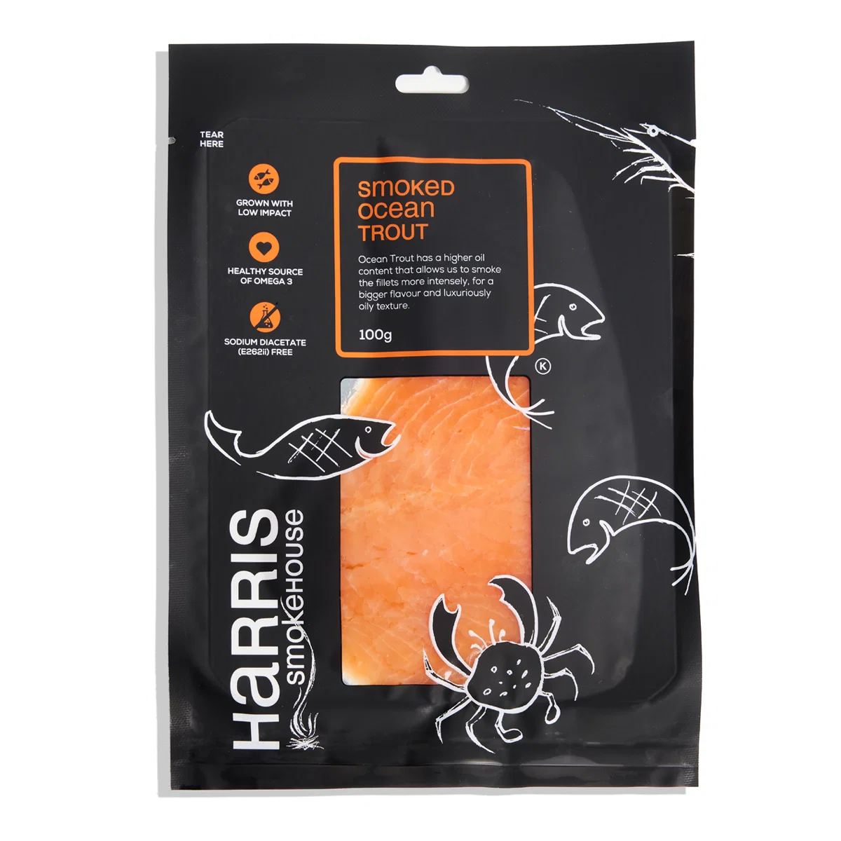 HSH Ocean Trout 100g Harris Smokehouse