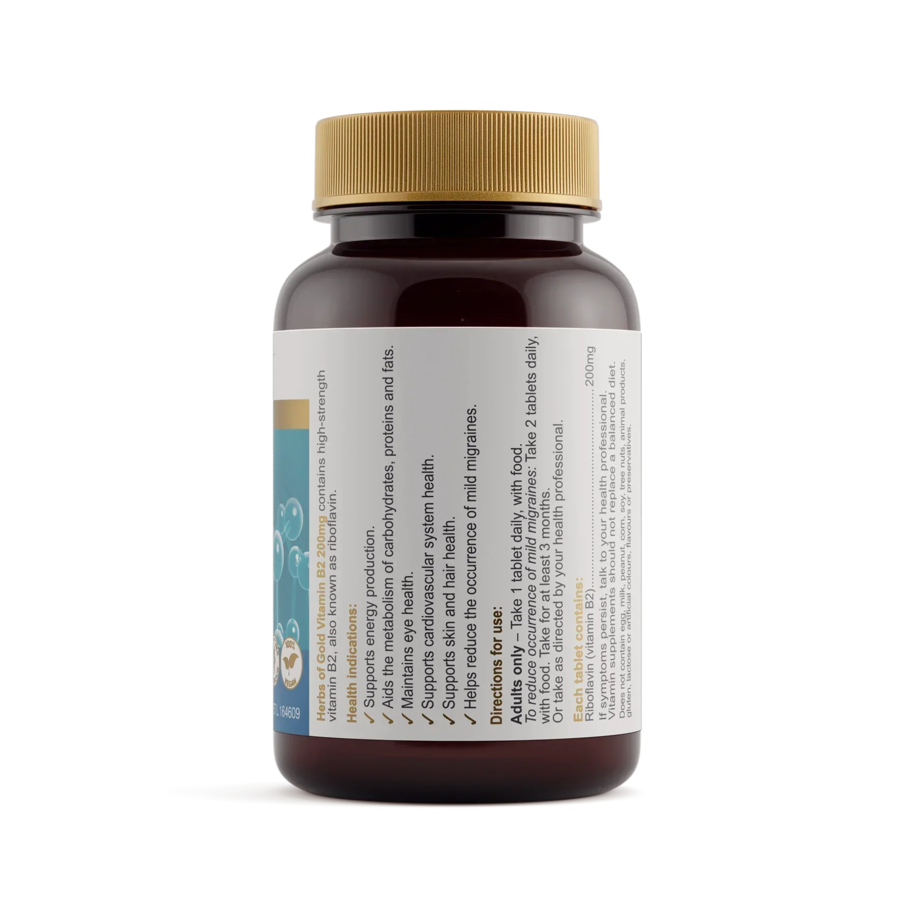 Vitamin B2 200mg 60t Herbs Of Gold