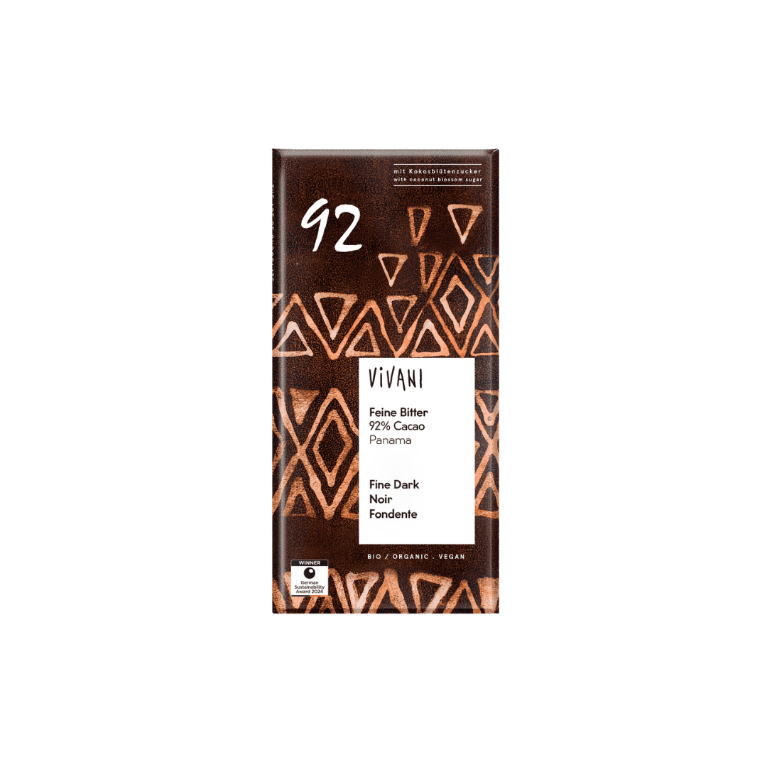 Organic Fine Dark Chocolate 92% 80g Vivani